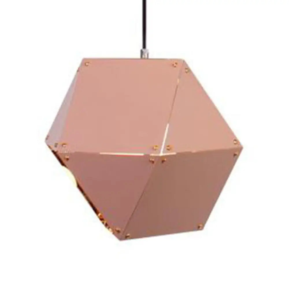 9.5’/12’ Gem Hanging Light Kit - Minimalist Metal Pendant Lamp In Black/White/Pink Pink / 9.5’