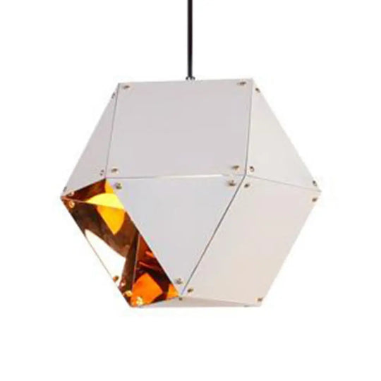 9.5’/12’ Gem Hanging Light Kit - Minimalist Metal Pendant Lamp In Black/White/Pink White / 9.5’