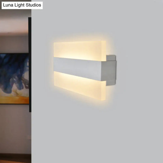 9 Acrylic Rectangular Led Wall Lamp White Sconce Light For Bedroom