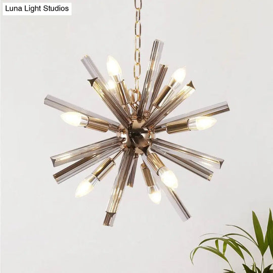 9-Bulb Living Room Chandelier Lighting Modern Brass Pendant Light Fixture With Starburst Beveled