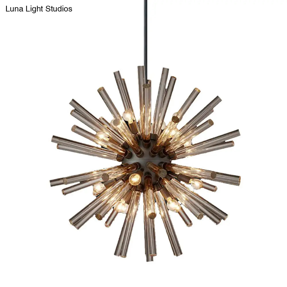 9-Bulb Living Room Chandelier Lighting Modern Brass Pendant Light Fixture With Starburst Beveled