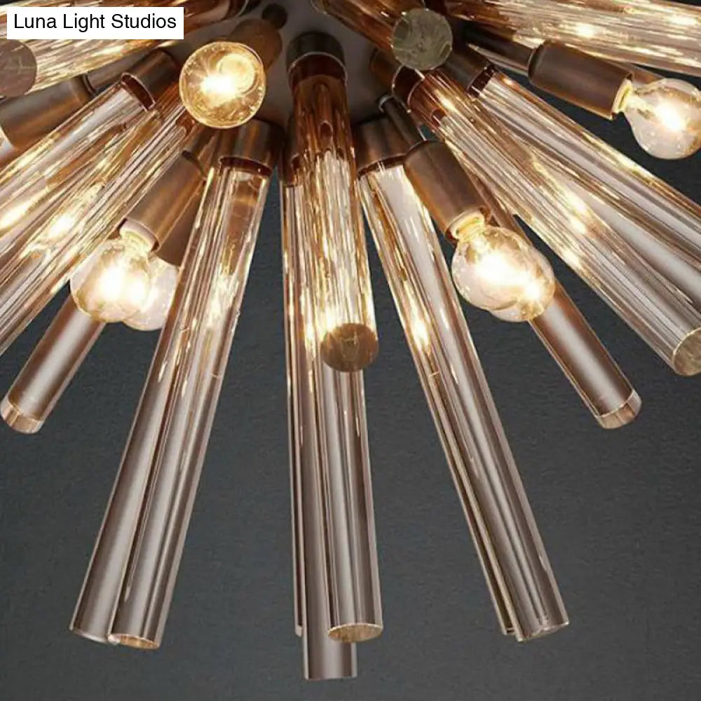 9-Bulb Living Room Chandelier Lighting Modern Brass Pendant Light Fixture With Starburst Beveled