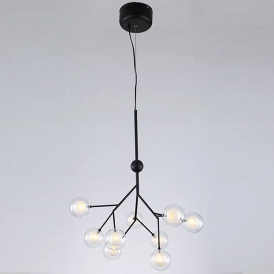 9-Head Chandelier Tree Branch Suspension Light With Dual Ball Glass Shade - Simplicity Collection