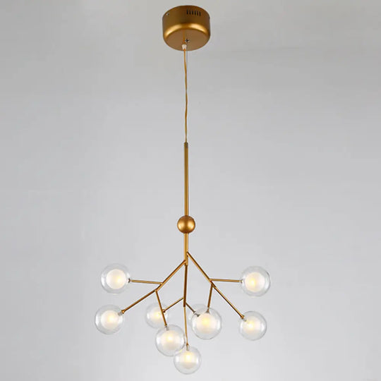 9-Head Chandelier Tree Branch Suspension Light With Dual Ball Glass Shade - Simplicity Collection