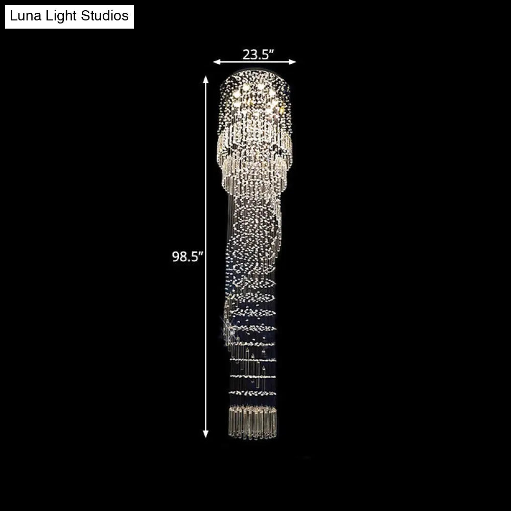 Modern Crystal Cascading Pendant Light With 9 Led Heads - Gold Finish