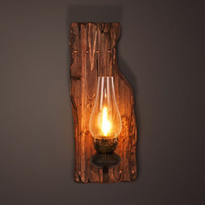 Industrial Clear Glass Wall Lamp With Teardrop Design - Single Bulb Sconce Light For Bedroom (Wooden