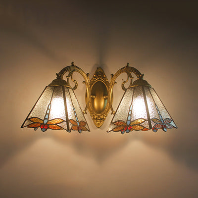 Lodge Dragonfly Wall Sconce: Dimpled Clear Glass With 2 Lights