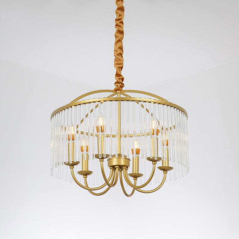 Minimalist 6-Head Clear Crystal Chandelier With Elegant Candlestick Design - Ceiling Suspension Lamp