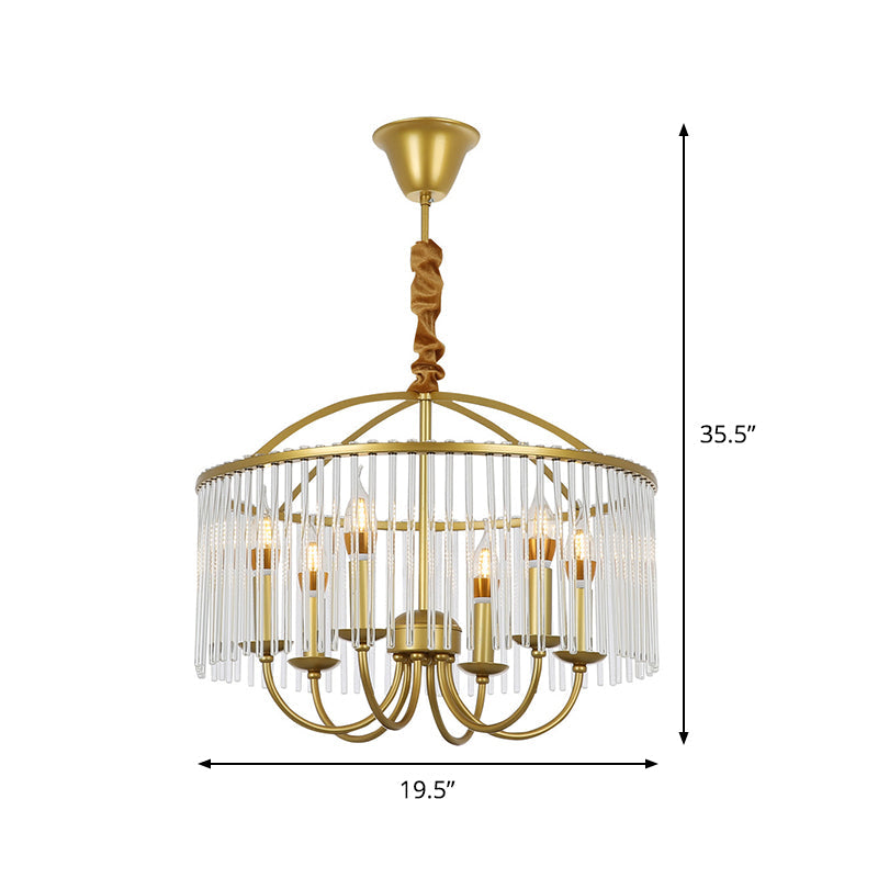 Minimalist 6-Head Clear Crystal Chandelier With Elegant Candlestick Design - Ceiling Suspension Lamp