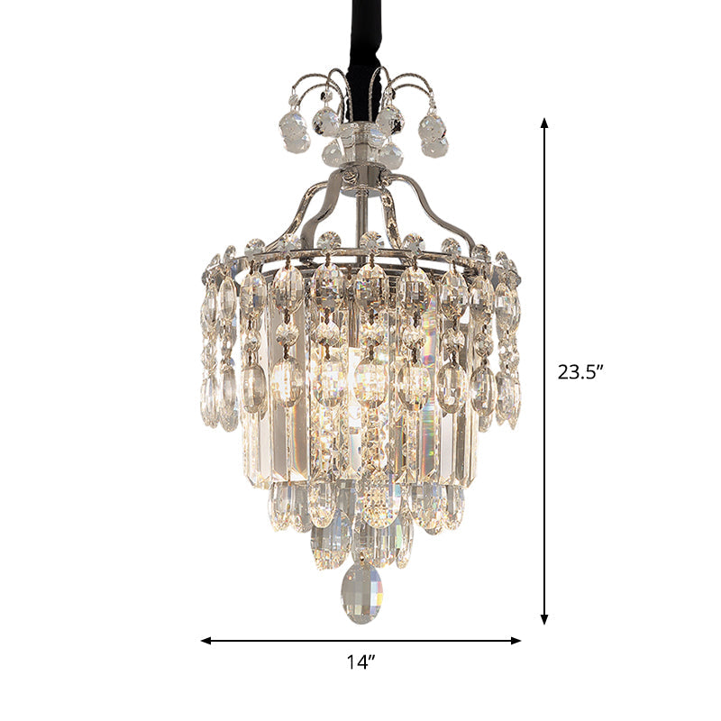 Nordic Droplet Chandelier: Clear Crystal Block Ceiling Light For Dining Room (3 Bulbs)