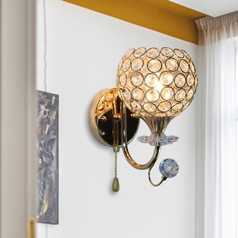 Contemporary Beveled Glass Gold Wall Sconce Light With 1 Head - Stylish Mount Fixture For Living