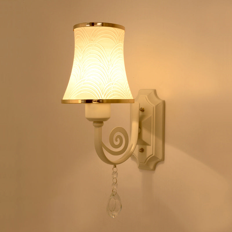 Contemporary Gold Wall Sconce 1 Light Textured Glass Mount Fixture Ideal For Living Room