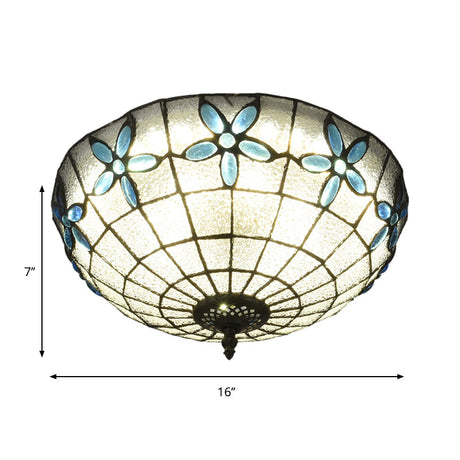 Baroque 3-Head Cut Glass Clear/Textured White Flushmount Ceiling Light
