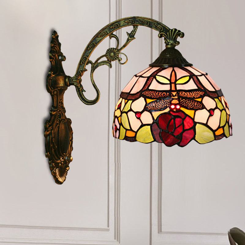 Tiffany Dragonfly Rose-Cut Glass Wall Sconce Lighting Kit - Single Bronze
