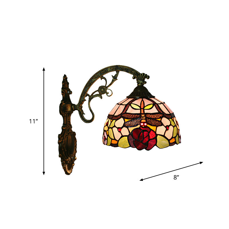 Tiffany Dragonfly Rose-Cut Glass Wall Sconce Lighting Kit - Single Bronze