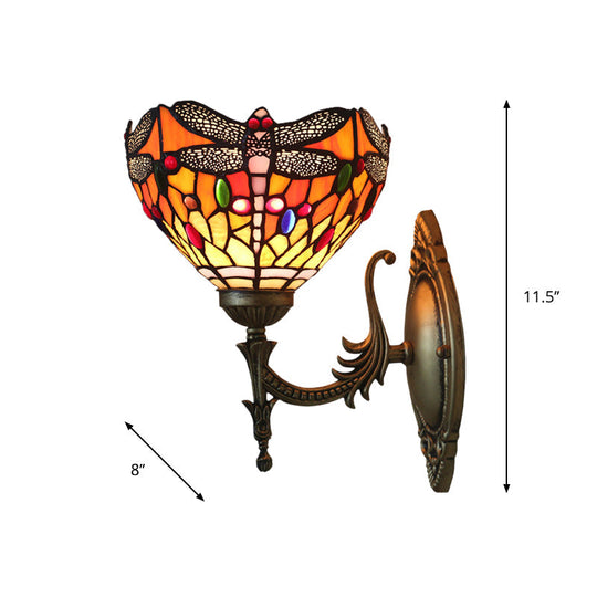 Tiffany Dragonfly Bronze Wall Light With Cut Glass For Elegant Ambience