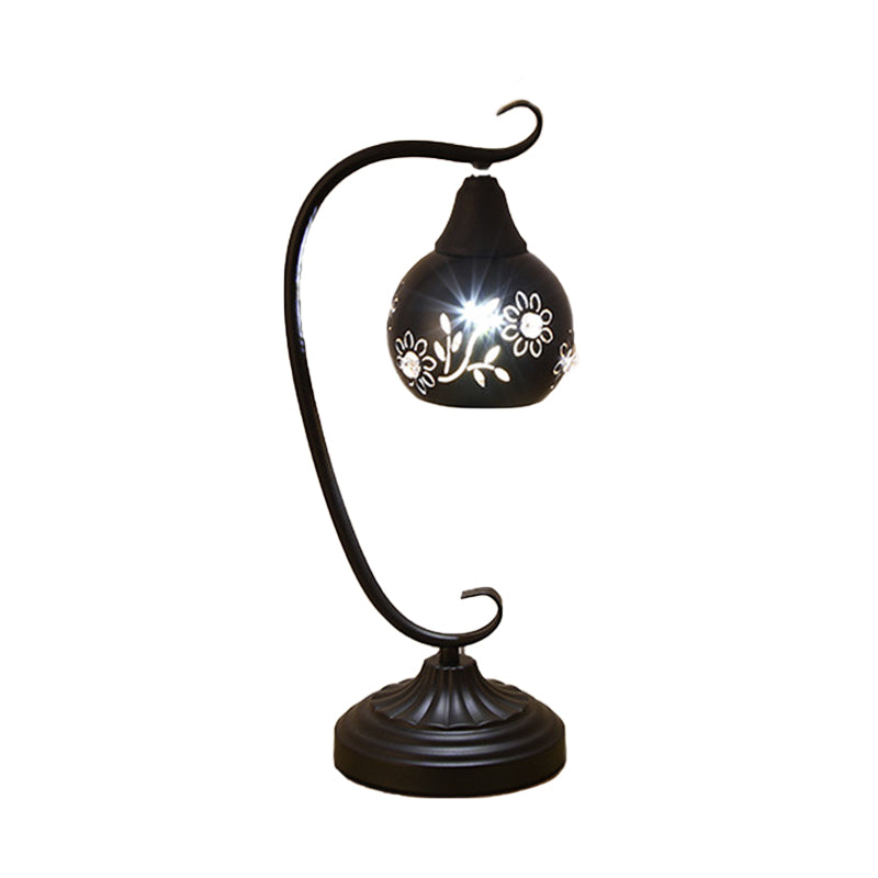 Metal Orb Night Light: Minimalist Led Table Lamp With Elegant Hollow-Out Flower Design