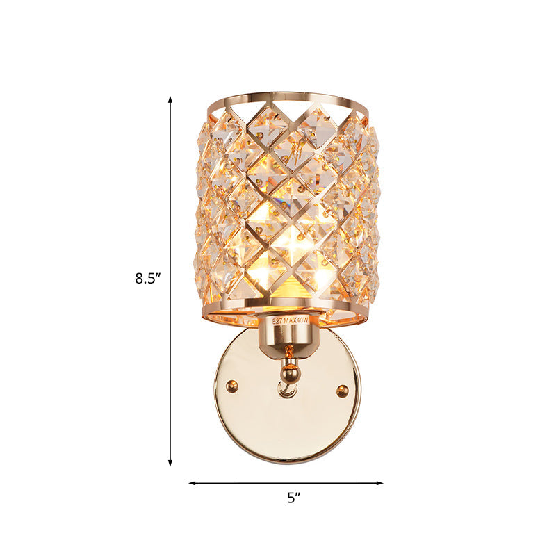 Gold Trellis Wall Sconce Lamp With Crystal Insert Perfect For Living Room