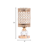 Mid-Century Crystal Gold Gourd Table Lamp - Single-Bulb Nightstand Light