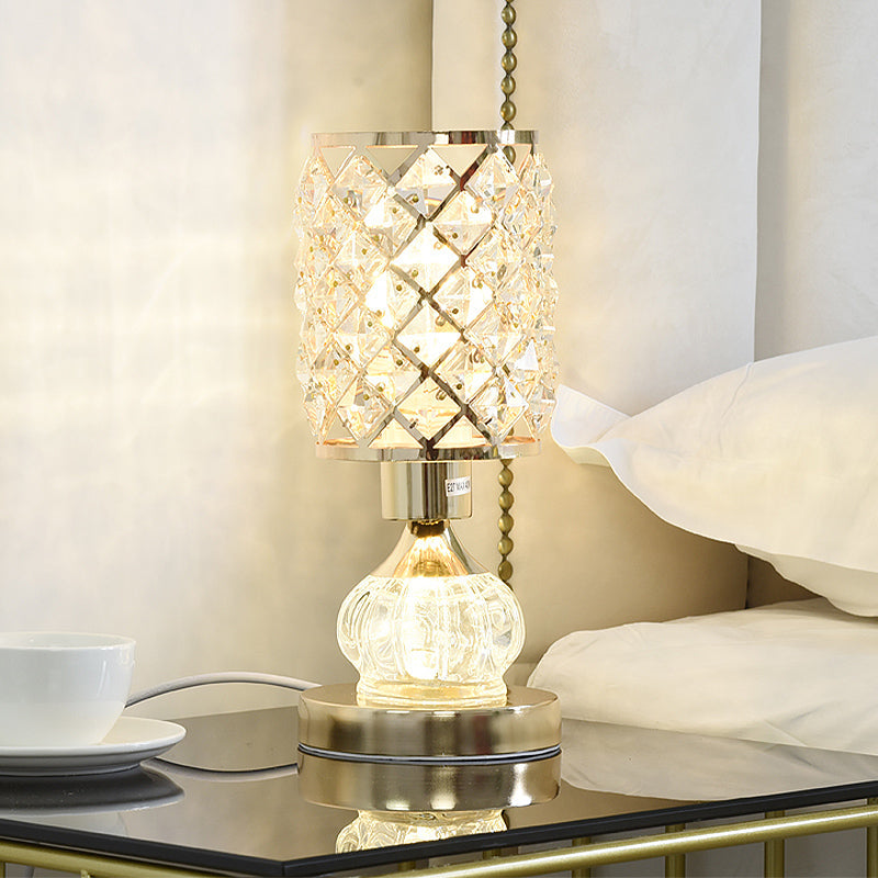 Mid-Century Crystal Gold Gourd Table Lamp - Single-Bulb Nightstand Light / B