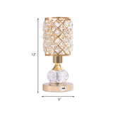 Mid-Century Crystal Gold Gourd Table Lamp - Single-Bulb Nightstand Light