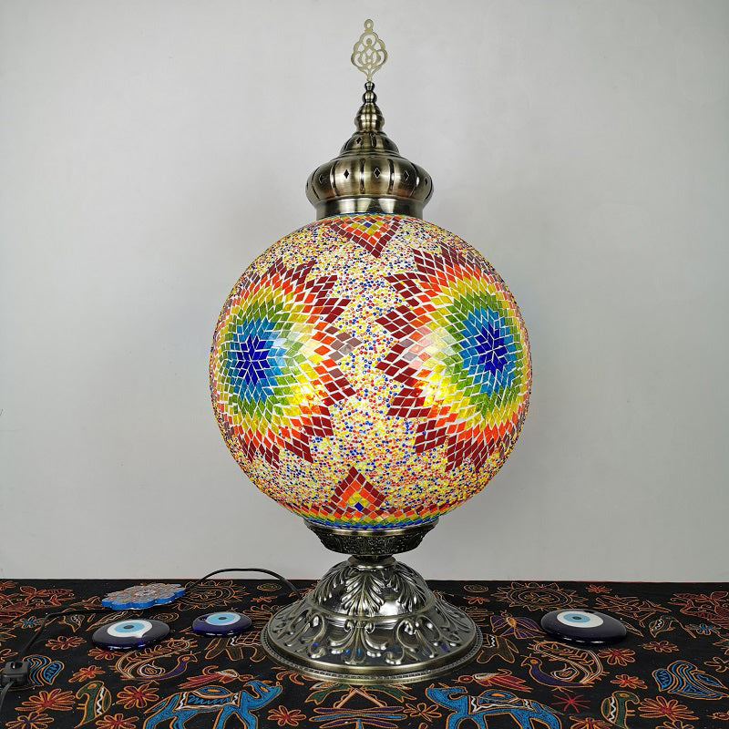 Raelynn - Vintage Vintage Sphere Nightstand Lighting 1-Light Hand Rolled Art Glass Night Table Light for Bedroom