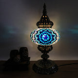 Bohemia Stained Glass Table Lamp: Elliptical Living Room Nightstand Light In White/Red/Yellow