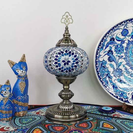 Caroline - Moroccan Oblong Night Light - Stained Art Glass Lamp