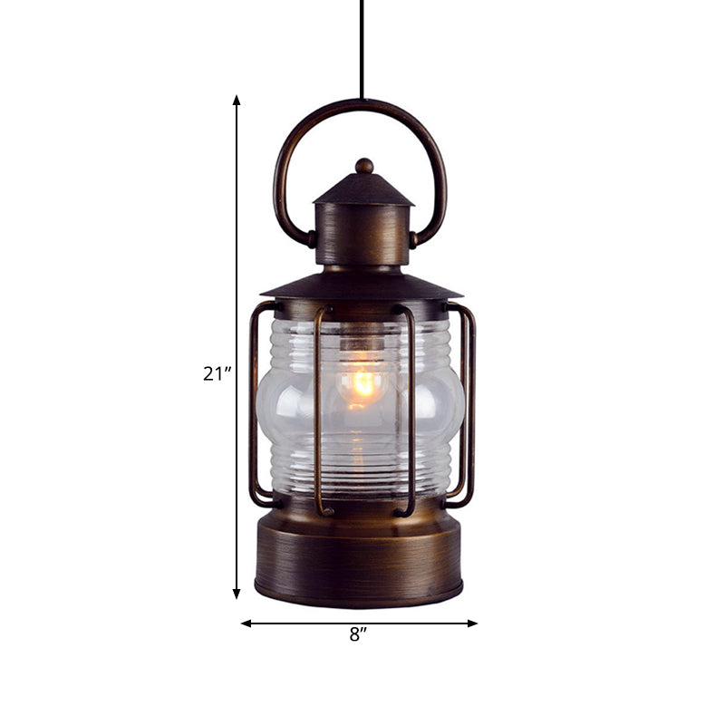 Arabian Glass Lantern Pendant Light - Single Bulb Hanging Lamp For Restaurants