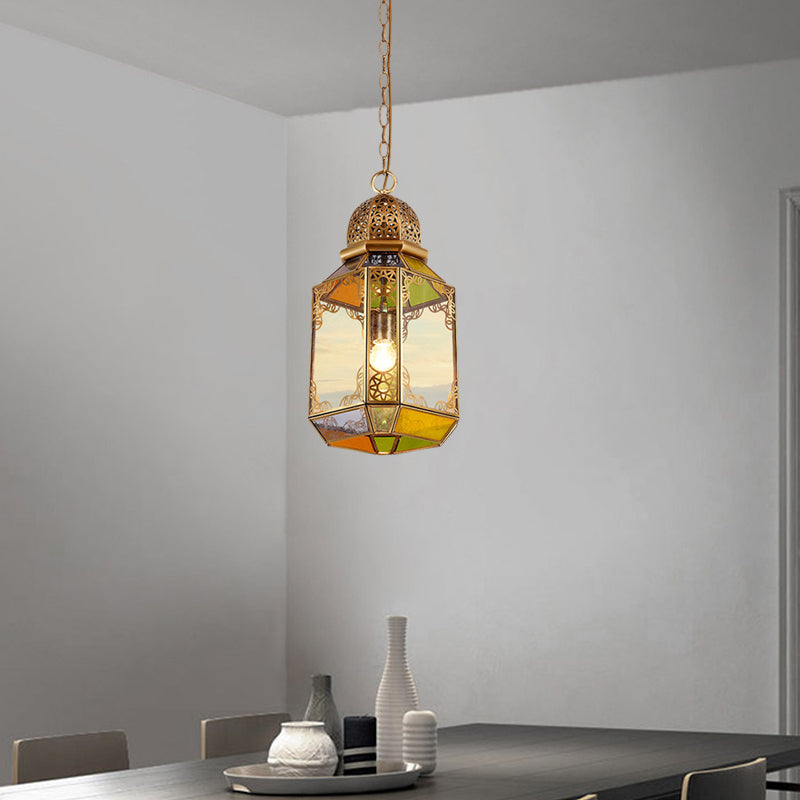 Retro Single Bulb Pendant Lamp With Clear Glass Shade And Brass Finish For Living Room Ceiling