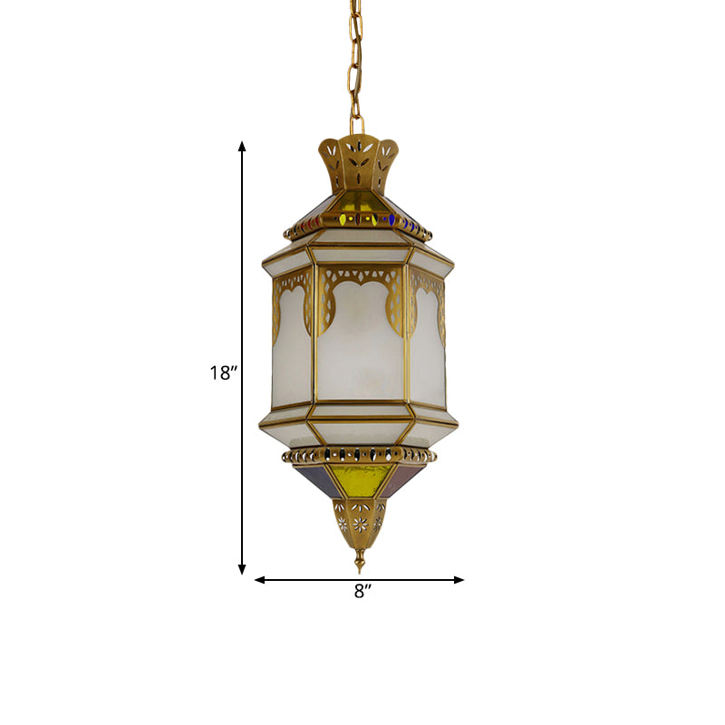 Frosted Glass Drop Antique Brass Hanging Lamp For Restaurant Ceiling
