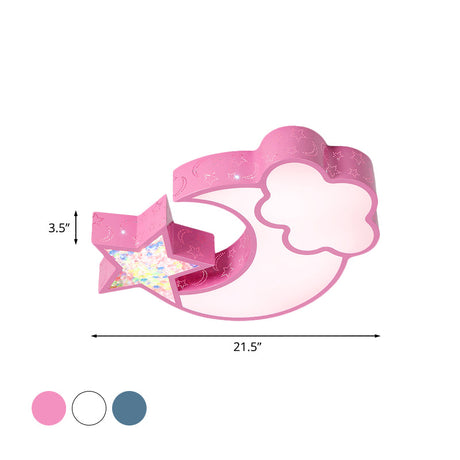 Nordic Led Flush Ceiling Light With Acrylic Starry Sky Design - Ideal For Childs Bedroom