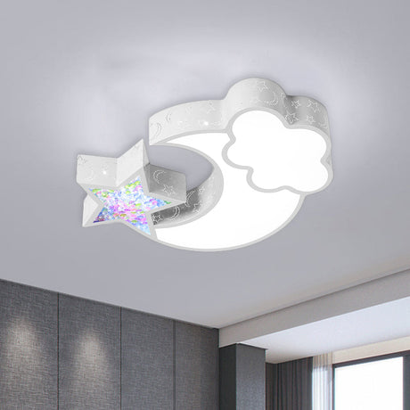 Nordic Led Flush Ceiling Light With Acrylic Starry Sky Design - Ideal For Childs Bedroom