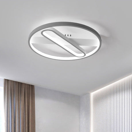 Geometric Flush Mount Ceiling Light In Metal Grey - Modern Led Lamp (Warm/White Light) 16.5/20.5