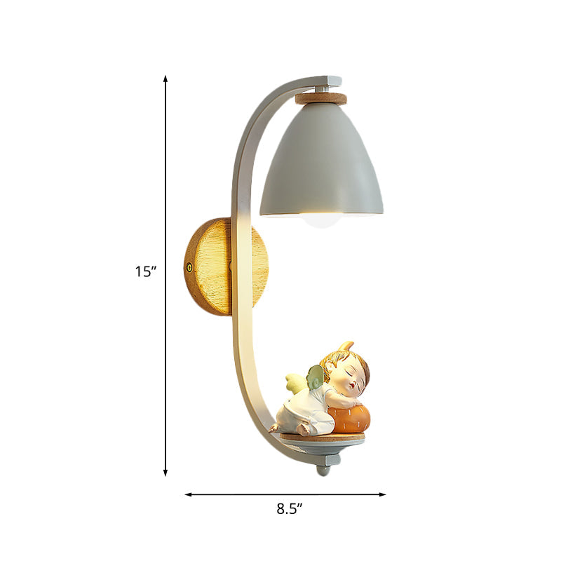 Nordic Resin Wall Lamp For Bedside With Bell Shade In White - Perfect Lighting Sleeping Kids