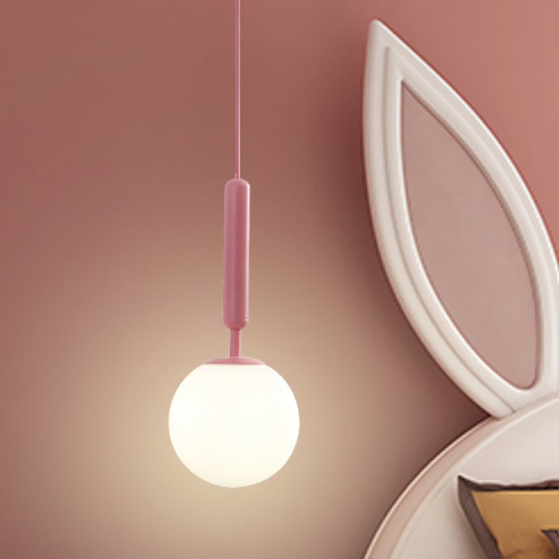 Minimalistic Pink Wall Pendant Light With Frosted/Clear Water Glass Shade - Ball Finishing