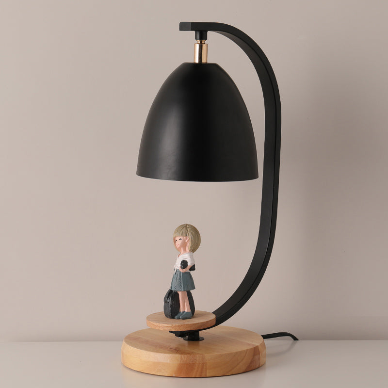 Modern Nordic Conical Nightstand Lamp - White/Black Metallic 1 Light Girl Decor Black