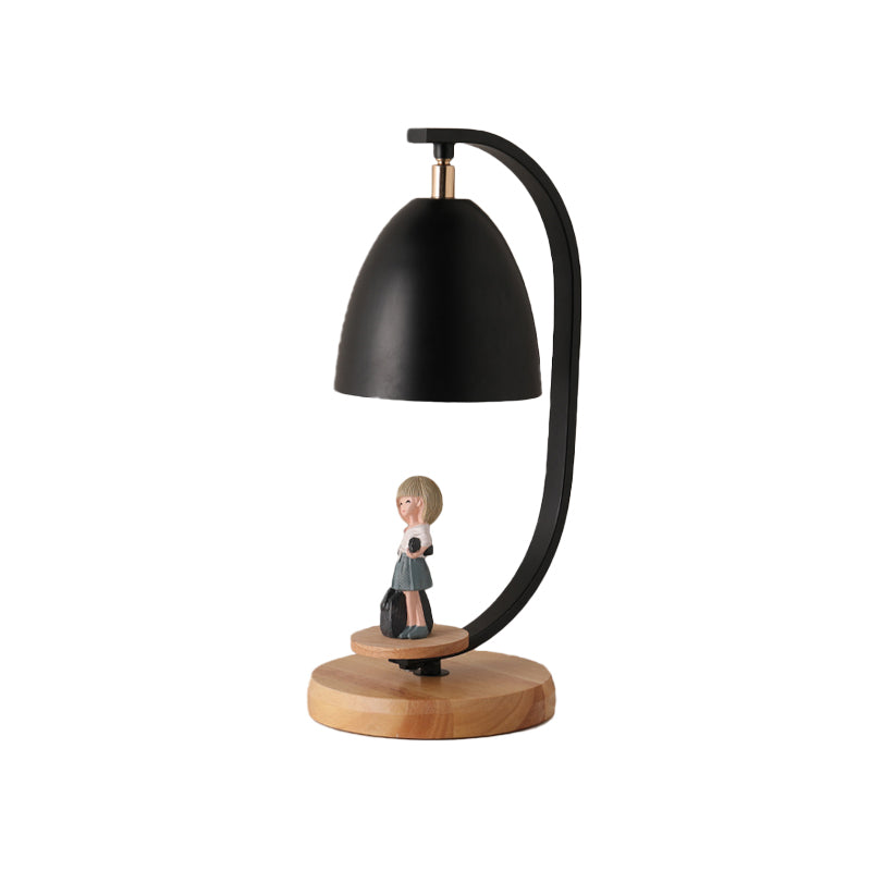 Modern Nordic Conical Nightstand Lamp - White/Black Metallic 1 Light Girl Decor