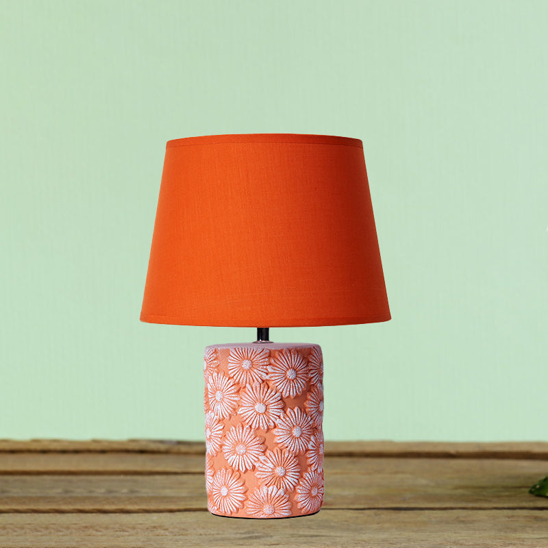 Modern Nordic Table Lamp With Ceramic Base Single Fabric Shade - Orange Barrel Night Light