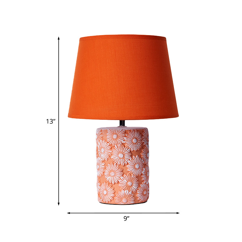 Modern Nordic Table Lamp With Ceramic Base Single Fabric Shade - Orange Barrel Night Light