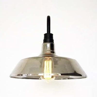 Industrial Black Wall Sconce Lighting With Smoked Glass Barn Shade - One Bulb For Living Room
