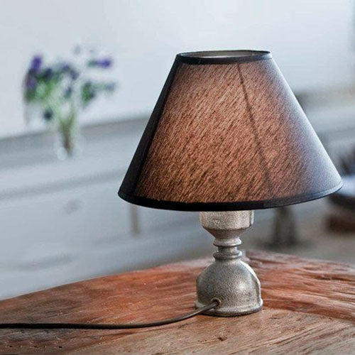 Loft Style Fabric Table Lamp - Black Tapered Shade 1 Light Mini Standing Design For Living Room