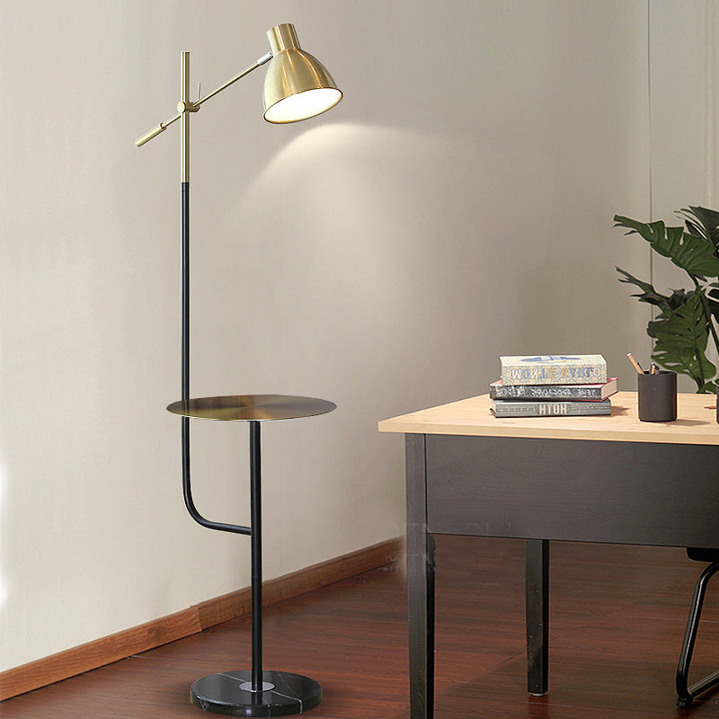 Modernist Dome Floor Lamp With Balance Arm - Gold/Black Gold