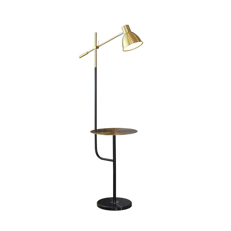 Modernist Dome Floor Lamp With Balance Arm - Gold/Black