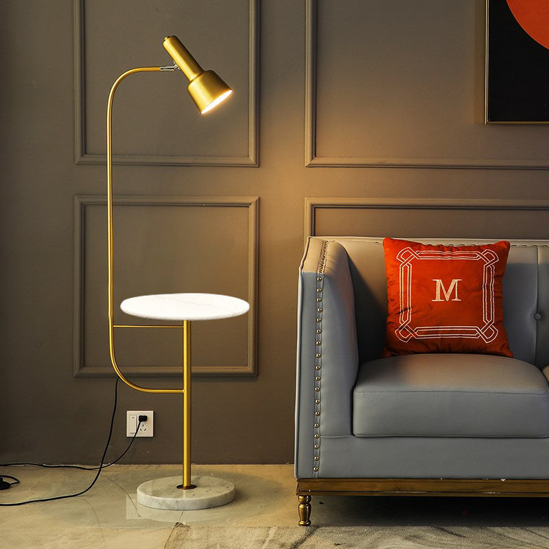 Modern Gold Floor Lamp - Metallic Tube Design Ideal For Living Room