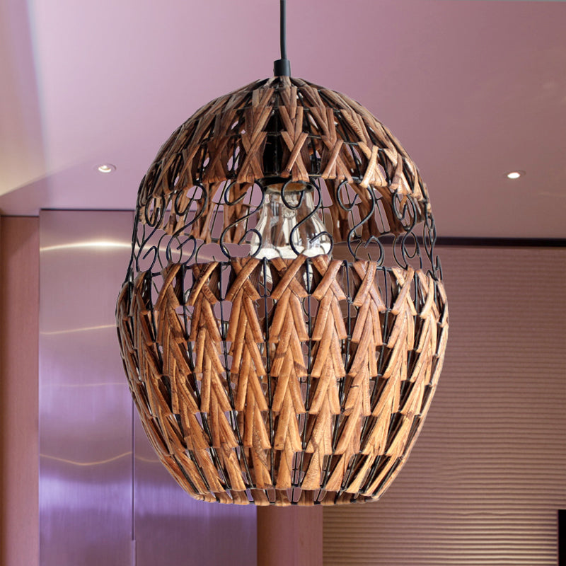 Rustic Rattan Hanging Ceiling Light & Pendant Lamp for Living Room