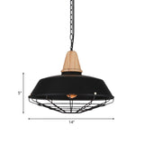 Retro Style Ceiling Pendant Light With Barn And Wire Guard - 1 Head 10/14/18 W Perfect For