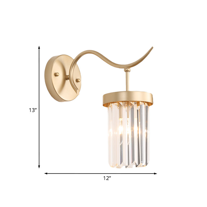 Minimalist Gold Finish Crystal Wall Lamp With Rectangular Tube Design