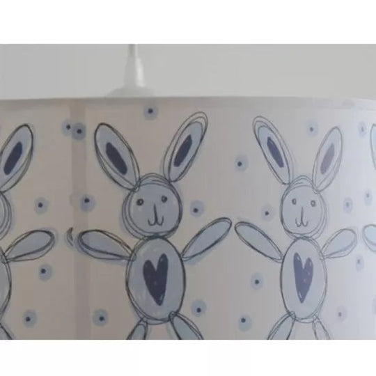 Cartoon White Pendant Light With Bunny For Game Room | Round Shade 1 Paper Hanging