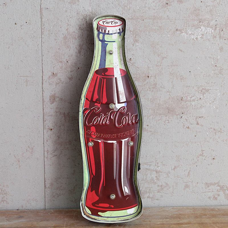 Vintage Iron Red Led Wall Lamp With Soda Bottle Signboard For Shop / A